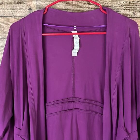 Lululemon Namaste Coverup Open Cardigan Wrap Crop Sleeve Purple Size 8 - Picture 2 of 10